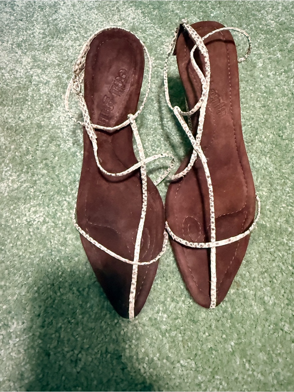 cult gaia Brown Pointed-Toe Leather Sandals with Braided Straps